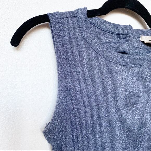 H&M Ribbed Jersey Open Back Dark Blue Marl Dress Size 2 - Picture 4 of 10